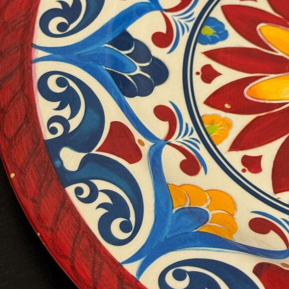 Tuscan Floral Sunflower Melamine Lunch Salad Plates Set Of 4 Red Multicolor - Picture 6 of 9